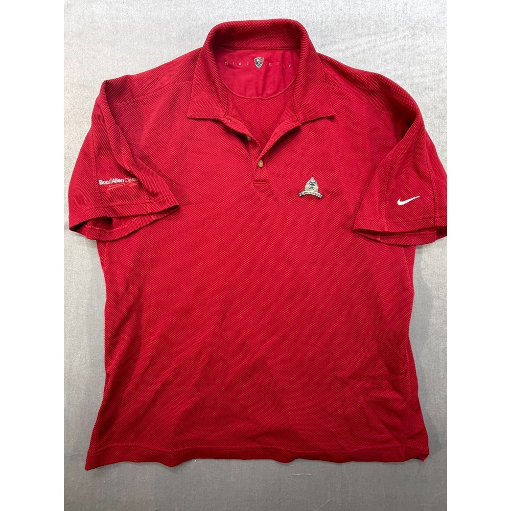 Nike Golf Red‎ Polo Shirt Size XL Congressional Patch
